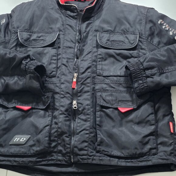 Vtg Harley Davidson Racing Jacket Mens L Black Quilted Detach Lining Pockets Zip - Picture 15 of 16